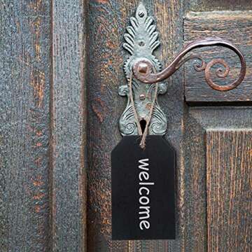 40 Pieces Mini Chalkboard Tags Christmas Stockings Tags Small Wooden Hanging Buffet Food Labels Name Tags Double Sided Erasable Chalkboard Signs with String Twine for Gift DIY Craft(Black)