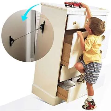 Eapele Anti Tip Furniture Anchors Kit Cabinet Wall Anchors Protect Toddler and Pet from Falling Furniture,Weight Up 400lbs (4 Pack)