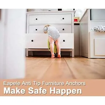 Eapele Anti Tip Furniture Anchors Kit Cabinet Wall Anchors Protect Toddler and Pet from Falling Furniture,Weight Up 400lbs (4 Pack)
