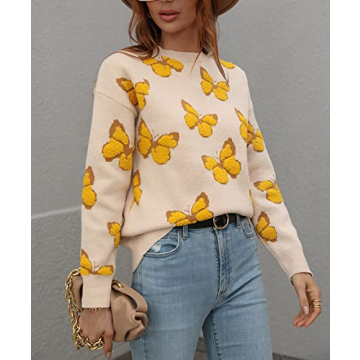 JUNBOON Women's Cozy Oversized Print Sweater