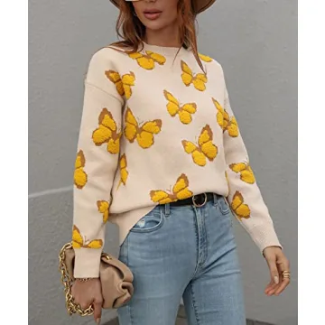 JUNBOON Women's Cozy Oversized Print Sweater