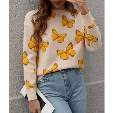 JUNBOON Women's Cozy Oversized Print Sweater