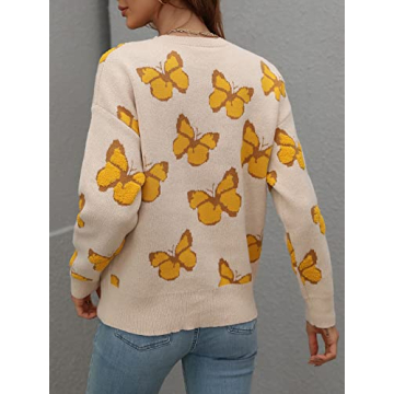 JUNBOON Women's Cozy Oversized Print Sweater