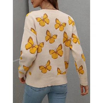 JUNBOON Women's Cozy Oversized Print Sweater