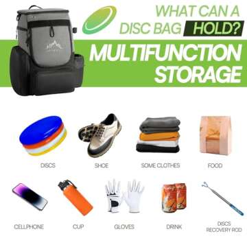 UNIHIMAL Disc Golf Bag-Heavy Duty 600D Polyester Disc Golf Bag with Insulated Cooler-Disc Golf Backp...