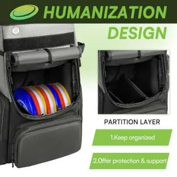 UNIHIMAL Disc Golf Bag-Heavy Duty 600D Polyester Disc Golf Bag with Insulated Cooler-Disc Golf Backpack with 26+ Discs Capacity and multiple pockets-Lightweight and Durable-Grey