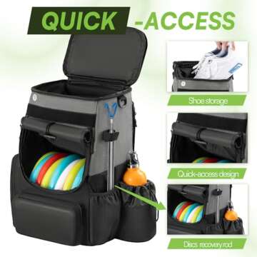 UNIHIMAL Disc Golf Bag-Heavy Duty 600D Polyester Disc Golf Bag with Insulated Cooler-Disc Golf Backpack with 26+ Discs Capacity and multiple pockets-Lightweight and Durable-Grey