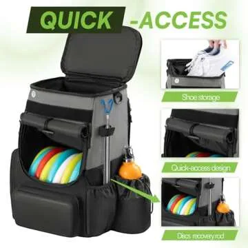 UNIHIMAL Disc Golf Bag-Heavy Duty 600D Polyester Disc Golf Bag with Insulated Cooler-Disc Golf Backpack with 26+ Discs Capacity and multiple pockets-Lightweight and Durable-Grey