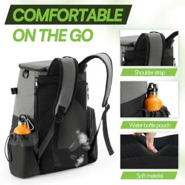 UNIHIMAL Disc Golf Bag-Heavy Duty 600D Polyester Disc Golf Bag with Insulated Cooler-Disc Golf Backpack with 26+ Discs Capacity and multiple pockets-Lightweight and Durable-Grey
