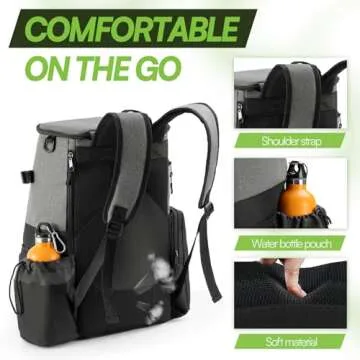 UNIHIMAL Disc Golf Bag-Heavy Duty 600D Polyester Disc Golf Bag with Insulated Cooler-Disc Golf Backpack with 26+ Discs Capacity and multiple pockets-Lightweight and Durable-Grey