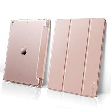 INFILAND Case Compatible with iPad Air 3rd Generation 2019 / iPad Pro 10.5 2017, Translucent Frosted Back Smart Cover Case with Pencil Holder,Rose Gold