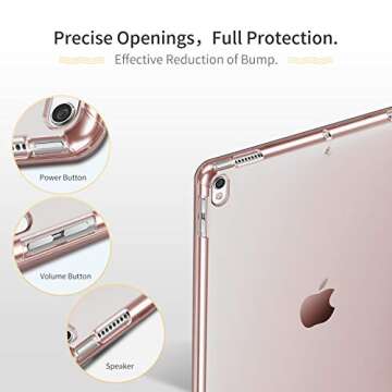 INFILAND Case Compatible with iPad Air 3rd Generation 2019 / iPad Pro 10.5 2017, Translucent Frosted Back Smart Cover Case with Pencil Holder,Rose Gold