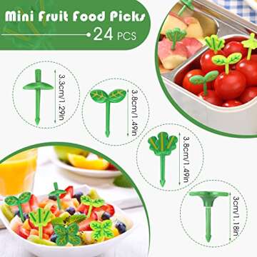 Gandeer 24 Pieces Food Picks Cute Mini Leaf Food Picks for Bento Box Reusable Fun Mini Cartoon for S...