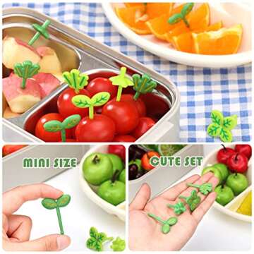 Gandeer 24 Pieces Food Picks Cute Mini Leaf Food Picks for Bento Box Reusable Fun Mini Cartoon for Sandwich, Salad, Bento Decor, Party Supplies