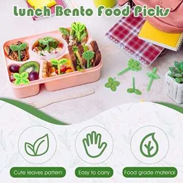 Gandeer 24 Pieces Food Picks Cute Mini Leaf Food Picks for Bento Box Reusable Fun Mini Cartoon for Sandwich, Salad, Bento Decor, Party Supplies