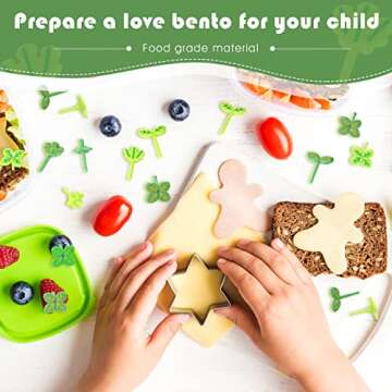 Gandeer 24 Pieces Food Picks Cute Mini Leaf Food Picks for Bento Box Reusable Fun Mini Cartoon for Sandwich, Salad, Bento Decor, Party Supplies