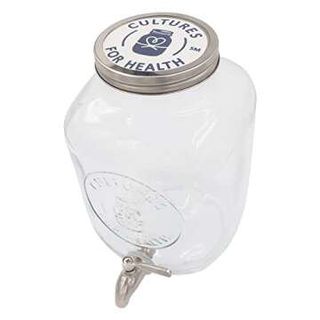 Cultures for Health Continuous Kombucha Brewing Jar with Spigot | 5 Liter Glass Jar with Spout for DIY Fermentation | Long Term Kombucha SCOBY Hotel Jar | Daily Kombucha Tea Probiotic Drink Dispenser