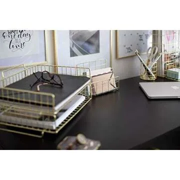 Gold Stackable Desk Organizer Set of 2 for Office
