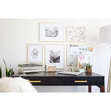 Blu Monaco Gold Desk Organizer Stackable Paper Tray Set of 2 - Metal Wire Two Tier Tray - Stackable Letter Tray - Inbox Tray for Desk