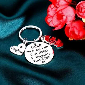 Sentimental Dad Keychain Gifts from Son and Daughter for Father’s Day and Birthday