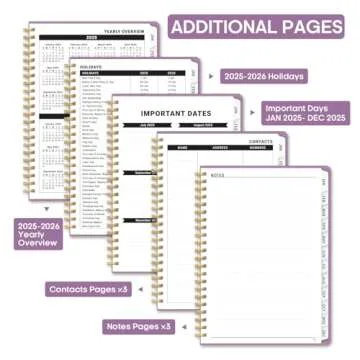 2025 Planner, Weekly and Monthly Calendar Planner Book, January 2025 - December 2025, HardCover Planner 2025 with Monthly Tabs, Notes Pages, Spiral Bound, Inner Pocket, A5 (6.4" x 8.5") - Purple