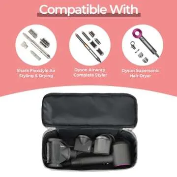 GREENESTA Hair Tools Travel Bag Compatible With Shark Flex Style Attachment, Shark Airwrap Flexstyle, Dyson Airwrap | Travel Case For Sharkflex Styler | Beauty Hair Dryer Attachments Storage (Pink)