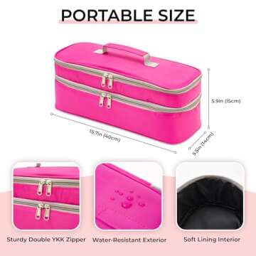 GREENESTA Hair Tools Travel Bag Compatible With Shark Flex Style Attachment, Shark Airwrap Flexstyle, Dyson Airwrap | Travel Case For Sharkflex Styler | Beauty Hair Dryer Attachments Storage (Pink)