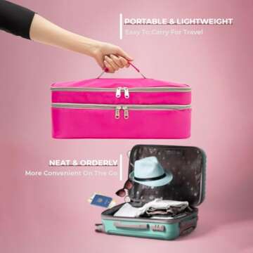 GREENESTA Hair Tools Travel Bag Compatible With Shark Flex Style Attachment, Shark Airwrap Flexstyle, Dyson Airwrap | Travel Case For Sharkflex Styler | Beauty Hair Dryer Attachments Storage (Pink)