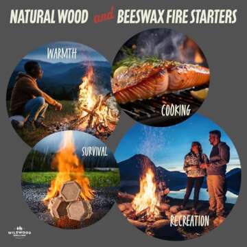 Wildwood Grilling Fire Starters - Sustainably Made in The USA with Natural Wood and Beeswax