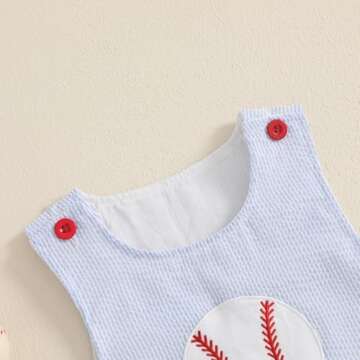Chloefairy Newborn Baby Boy Girl Baseball Outfit Sleeveless Overalls Romper Smocked Baseball Bubble Summer Plaid Bodysuit