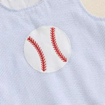 Chloefairy Newborn Baby Boy Girl Baseball Outfit Sleeveless Overalls Romper Smocked Baseball Bubble Summer Plaid Bodysuit
