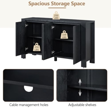 Retro 59'' Large 4-Door Sideboard for Stylish Storage