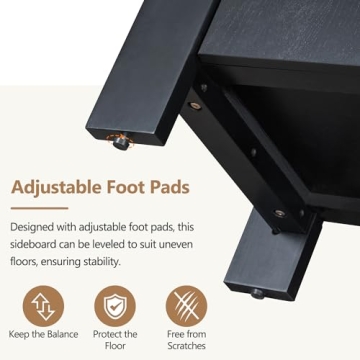 Retro 59'' Large 4-Door Sideboard for Stylish Storage