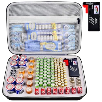 Battery Organizer Storage Case Holder with Tester BT-168 - 140+ Battery Capacity