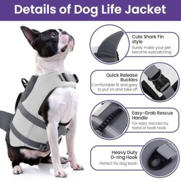 Shark Dog Life Jacket for Safe Swimming and Fun