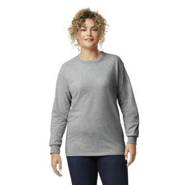 Gildan Men's Ultra Cotton Long Sleeve T-Shirt, Style G2400, Multipack, Sport Grey (2-Pack), Medium