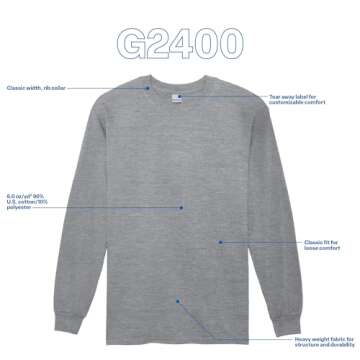 Gildan Men's Ultra Cotton Long Sleeve T-Shirt 2-Pack