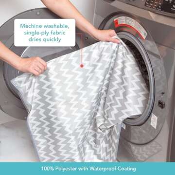 Bumkins Baby Splat Mat for Under High Chair, Babies Toddlers Eating Mess Mat, Waterproof Reusable Cloth for Arts and Crafts, Playtime Mat for Kids, Floors or Tables, Fabric 42inx42in, Gray Chevron