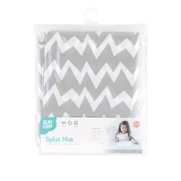 Bumkins Baby Splat Mat for Under High Chair, Babies Toddlers Eating Mess Mat, Waterproof Reusable Cloth for Arts and Crafts, Playtime Mat for Kids, Floors or Tables, Fabric 42inx42in, Gray Chevron