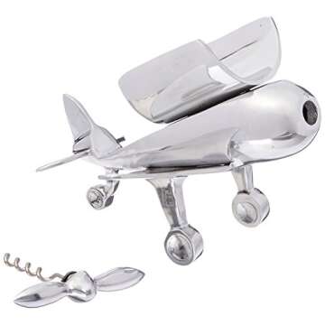 GODINGER SILVER ART Airplane Bottle Holder, Silver