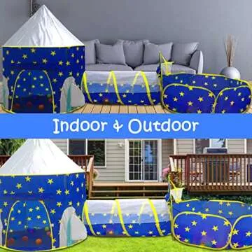 PigPigPen 3pc Kids Play Tent for Boys with Ball Pit, Crawl Tunnel, Princess Tents for Toddlers, Baby Space World Playhouse Toys, Boys Indoor& Outdoor Play House, Perfect Kid’s Gifts