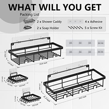 YAWSOUP Shower Caddy Organizer 4 Pack for Effortless Storage