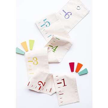 White Loft Rainbow Canvas Family Height Chart Ruler - Children's Growth Tracker for Nursery Wall - K...