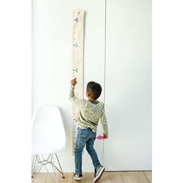 White Loft Rainbow Canvas Kids Height Chart Ruler