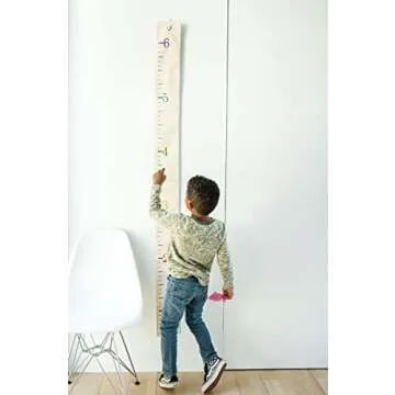 White Loft Rainbow Canvas Kids Height Chart Ruler