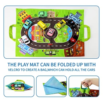 HONGTUO Toddler Car Toy Set with Playmat Storage