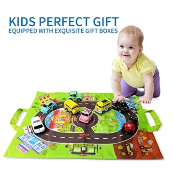 HONGTUO Toddler Car Toy Set with Playmat Storage
