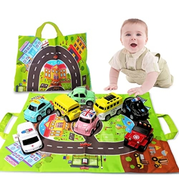 HONGTUO Toddler Car Toy Set with Playmat Storage