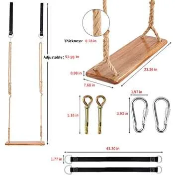 Premium Wooden Tree Swing for Kids and Adults