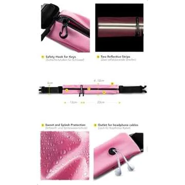 Fitgriff® Running Belt for Men & Women - Secure Jogging Pouch for Phone, Keys & Essentials - For All Cell Phones (Pink, 24.5" - 35.5" Waist Size)